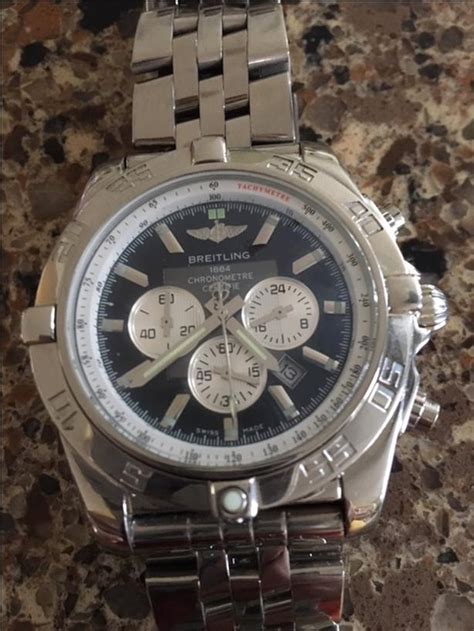 breitling mens knock off large face 2 tone metal band